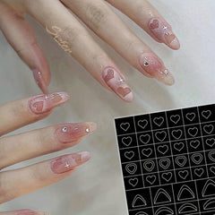 6 Sheets Nail Stickers Butterfly Flower Moon Stars Heart French Stencil