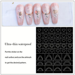 6 Sheets Nail Stickers Butterfly Flower Moon Stars Heart French Stencil