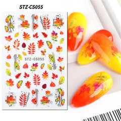 Halloween Nail Decals - Fall Leaves, Pumpkin, Bat, Ghost, Spider