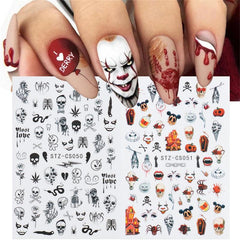 Halloween Nail Decals - Fall Leaves, Pumpkin, Bat, Ghost, Spider