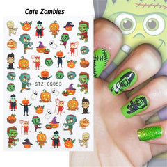 Halloween Nail Decals - Fall Leaves, Pumpkin, Bat, Ghost, Spider