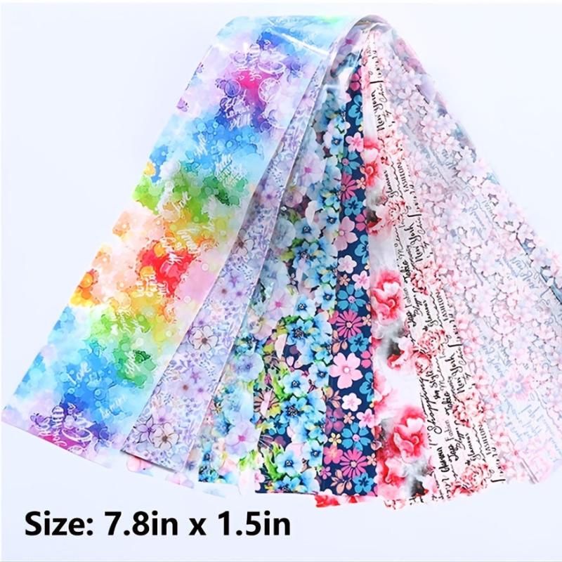 Floral Nail Foil Transfer Stickers 10 Designs Starry Sky Nail Decals