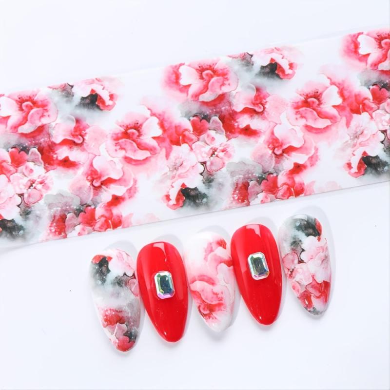 Floral Nail Foil Transfer Stickers 10 Designs Starry Sky Nail Decals