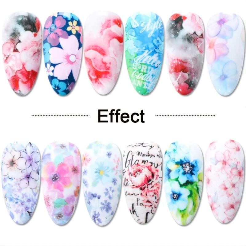 Floral Nail Foil Transfer Stickers 10 Designs Starry Sky Nail Decals