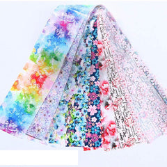 Floral Nail Foil Transfer Stickers 10 Designs Starry Sky Nail Decals