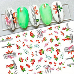 Colorful Jungle Leaf Nail Art Stickers Self Adhesive Maple Leaf Nail Decoration