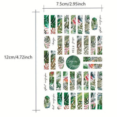 Colorful Jungle Leaf Nail Art Stickers Self Adhesive Maple Leaf Nail Decoration