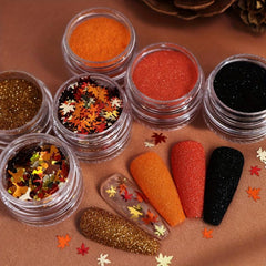 Maple Leaf Nail Glitter Set for Fall Nail Art