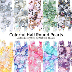 30g Resin Nail Art Pearls Clothing Decoration Half Round Flatback Pearl
