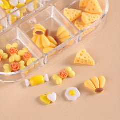 6 Grids Resin Nail Charm Cheese Banana Egg DIY Decoration