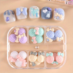 6 Grids Resin Nail Charm Cheese Banana Egg DIY Decoration