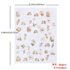 3D Golden Birds and Flowers Nail Stickers Adhesive Sliders for Nail Art