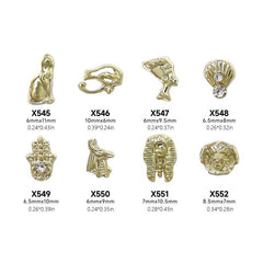40pcs 3D Golden Egyptian Nail Art Charms with Rhinestones