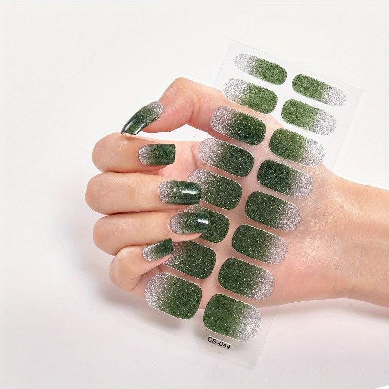 Glitter Gradient Nail Stickers Full Wraps Nail Art Decals