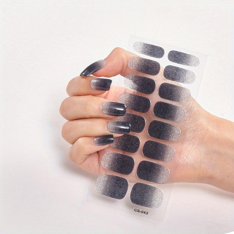 Glitter Gradient Nail Stickers Full Wraps Nail Art Decals