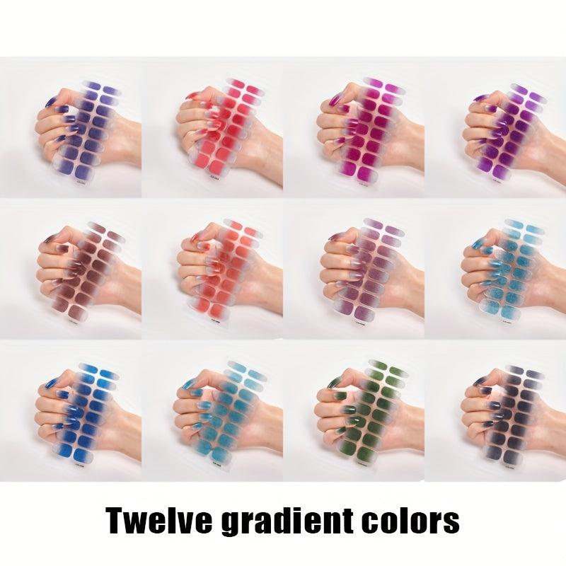 Glitter Gradient Nail Stickers Full Wraps Nail Art Decals