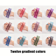 Glitter Gradient Nail Stickers Full Wraps Nail Art Decals