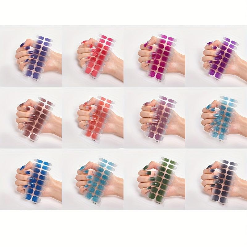Glitter Gradient Nail Stickers Full Wraps Nail Art Decals