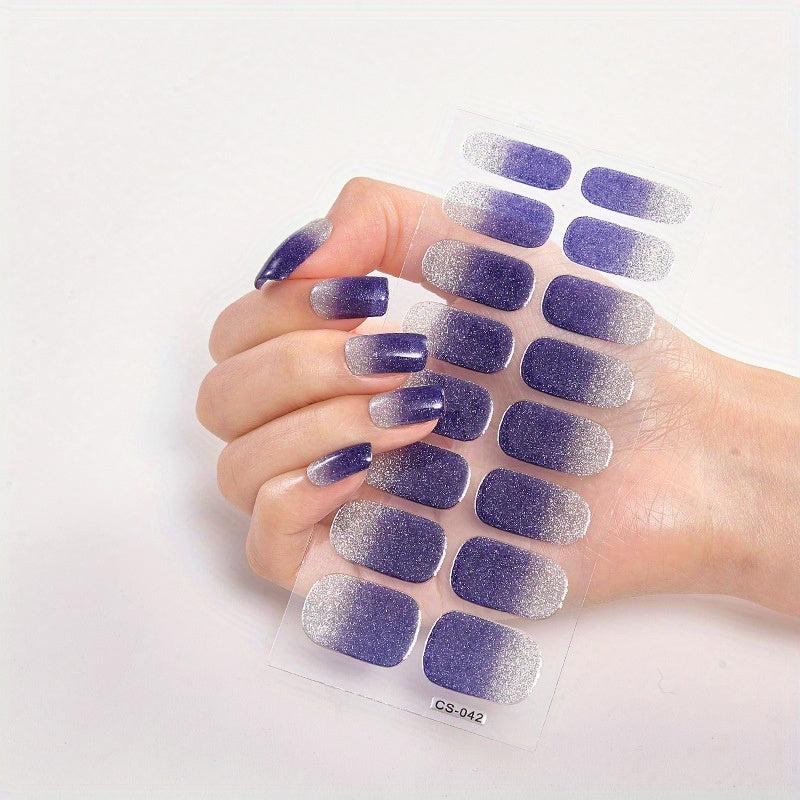 Glitter Gradient Nail Stickers Full Wraps Nail Art Decals