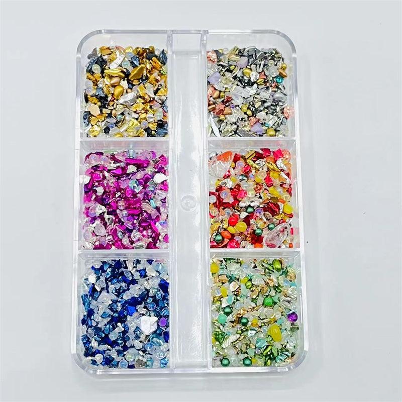 Colorful Glass Beaded Nail Decor