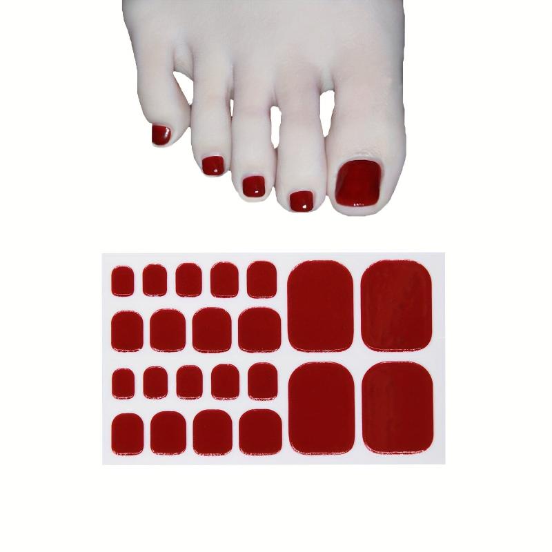 Solid Glossy Toenail Polish Strips, Self-Adhesive Toe Stickers, 1 Sheet