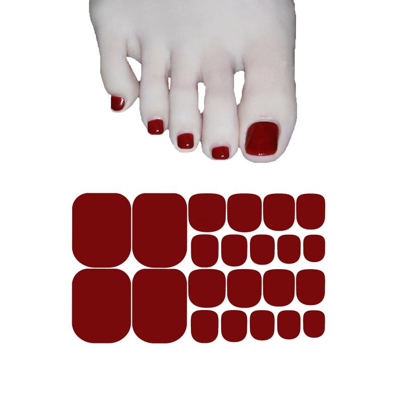 Solid Glossy Toenail Polish Strips, Self-Adhesive Toe Stickers, 1 Sheet