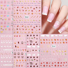 5D Embossed Nail Art Stickers, Variety Pack of Bow, Bear, Butterfly, Star, & Flo