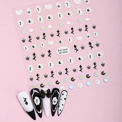 5D Embossed Nail Art Stickers, Variety Pack of Bow, Bear, Butterfly, Star, & Flo