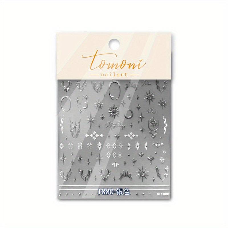 Holographic 5D Nail Stickers Engraved Transfer Decals
