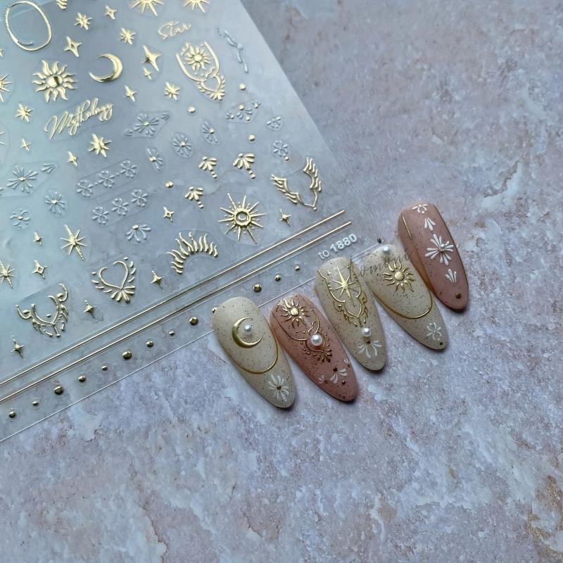 Holographic 5D Nail Stickers Engraved Transfer Decals