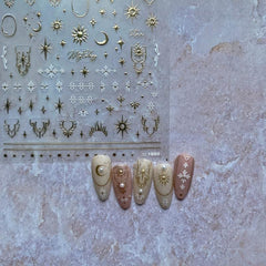 Holographic 5D Nail Stickers Engraved Transfer Decals