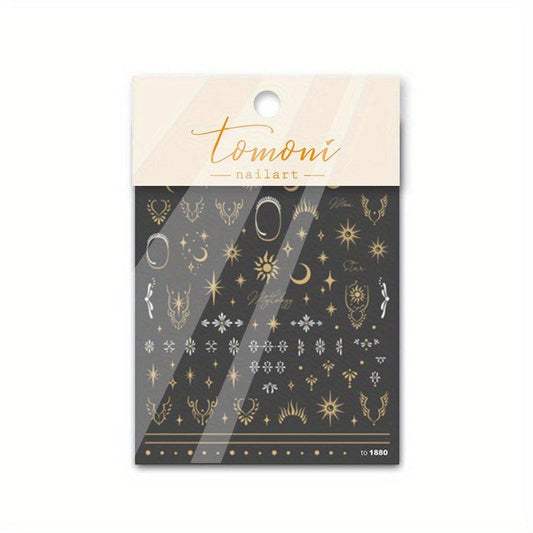 Holographic 5D Nail Stickers Engraved Transfer Decals