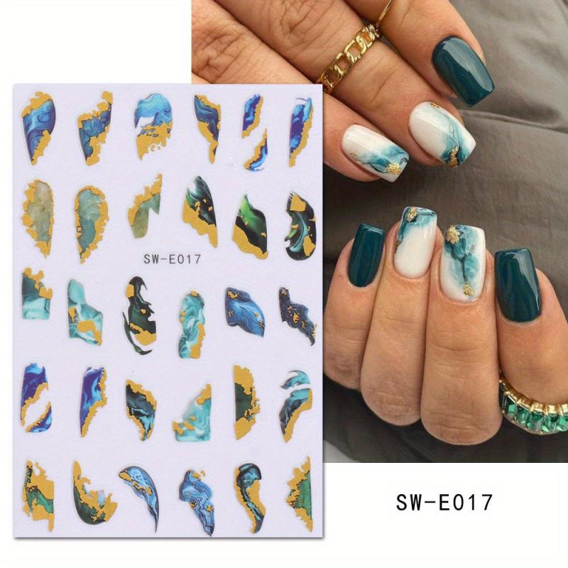 Bronzing Marbling Nail Stickers Gradient Decals Self Adhesive Lines