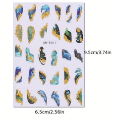 Bronzing Marbling Nail Stickers Gradient Decals Self Adhesive Lines