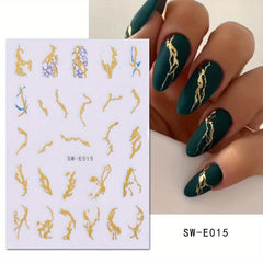 Bronzing Marbling Nail Stickers Gradient Decals Self Adhesive Lines