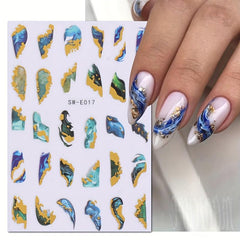 Bronzing Marbling Nail Stickers Gradient Decals Self Adhesive Lines