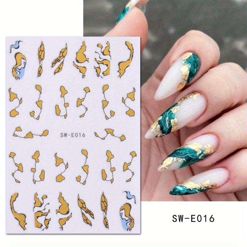 Bronzing Marbling Nail Stickers Gradient Decals Self Adhesive Lines