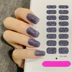 Glitter Nail Polish Sticker Sparkling Gel Strip DIY 12 Colors