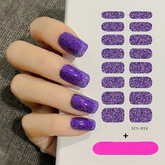 Glitter Nail Polish Sticker Sparkling Gel Strip DIY 12 Colors