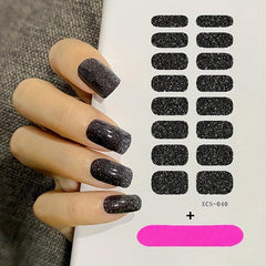 Glitter Nail Polish Sticker Sparkling Gel Strip DIY 12 Colors