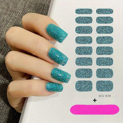 Glitter Nail Polish Sticker Sparkling Gel Strip DIY 12 Colors