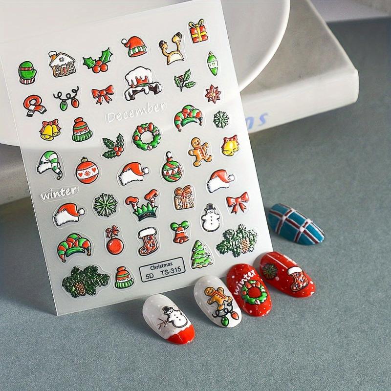 5D Embossed Chrismas Nail Stickers Set