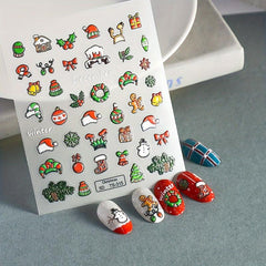 5D Embossed Chrismas Nail Stickers Set