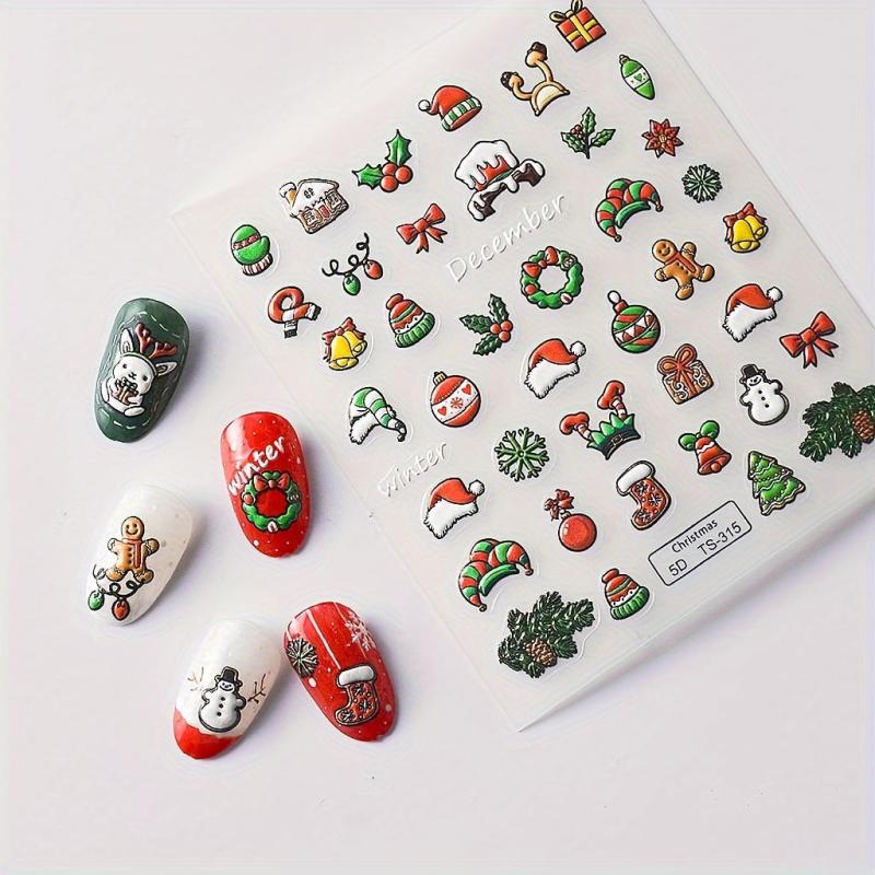 5D Embossed Chrismas Nail Stickers Set