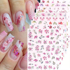 Colorful 3D Flower Nail Stickers 9 Sheets Self Adhesive Decals Spring Nail Art