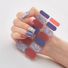 Glitter Sequins Nail Art Polish Stickers Self Adhesive Wraps Decal Tips