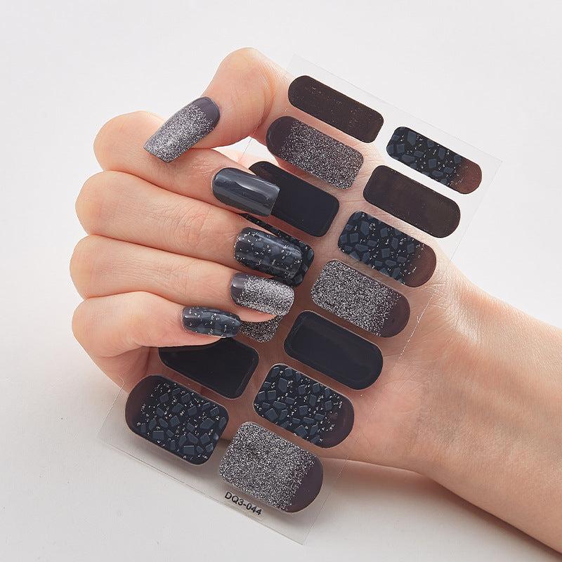 Glitter Sequins Nail Art Polish Stickers Self Adhesive Wraps Decal Tips