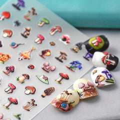 5D Snail Mushroom Nail Art Stickers Self-Adhesive Transfer Sliders