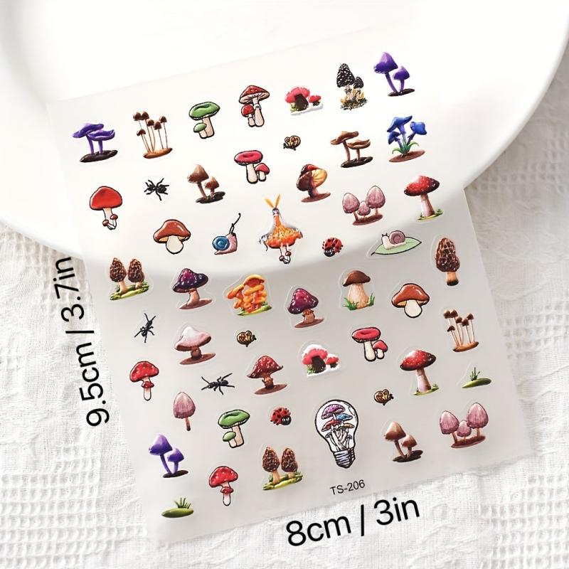 5D Snail Mushroom Nail Art Stickers Self-Adhesive Transfer Sliders