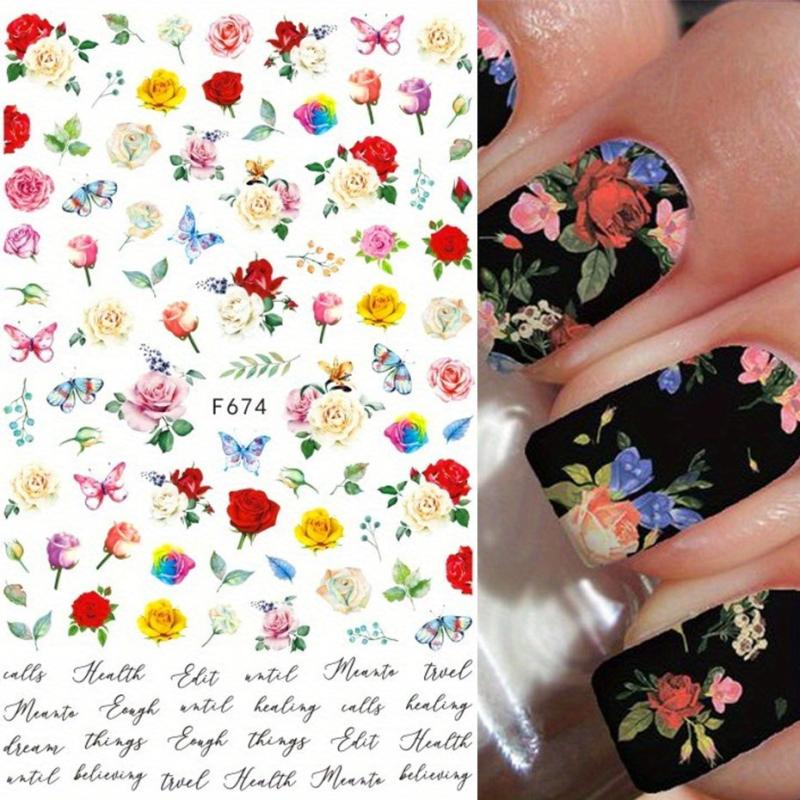 3D Leopard Butterfly Nail Art Sticker Botanical Floral Decal Manicure Decoration